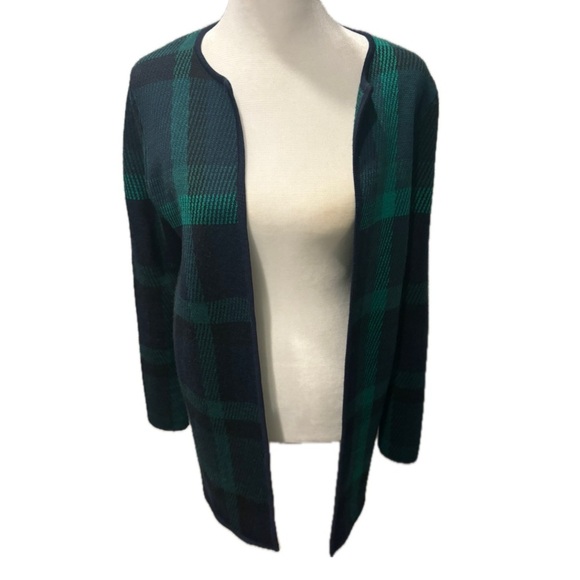 Talbots 100% Merino Wool Plaid Cardigan - Picture 1 of 6